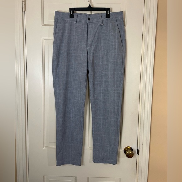 Zara Other - Zara Plaid Dress Pants Mens 32 Gray Slim Fit Ankle Flat Front Stretch